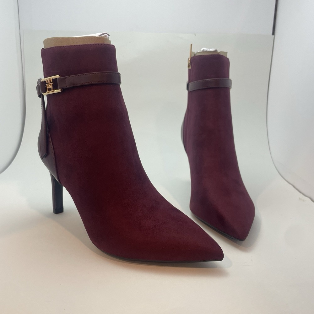 Tommy Hilfiger Jorine 2 Dark Red Stiletto Ankle Booties Women's Size 6